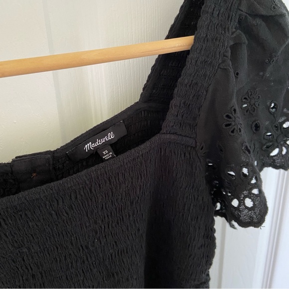 Madewell Eyelet-Sleeve Lucie Smocked Peplum Top - Picture 6 of 6